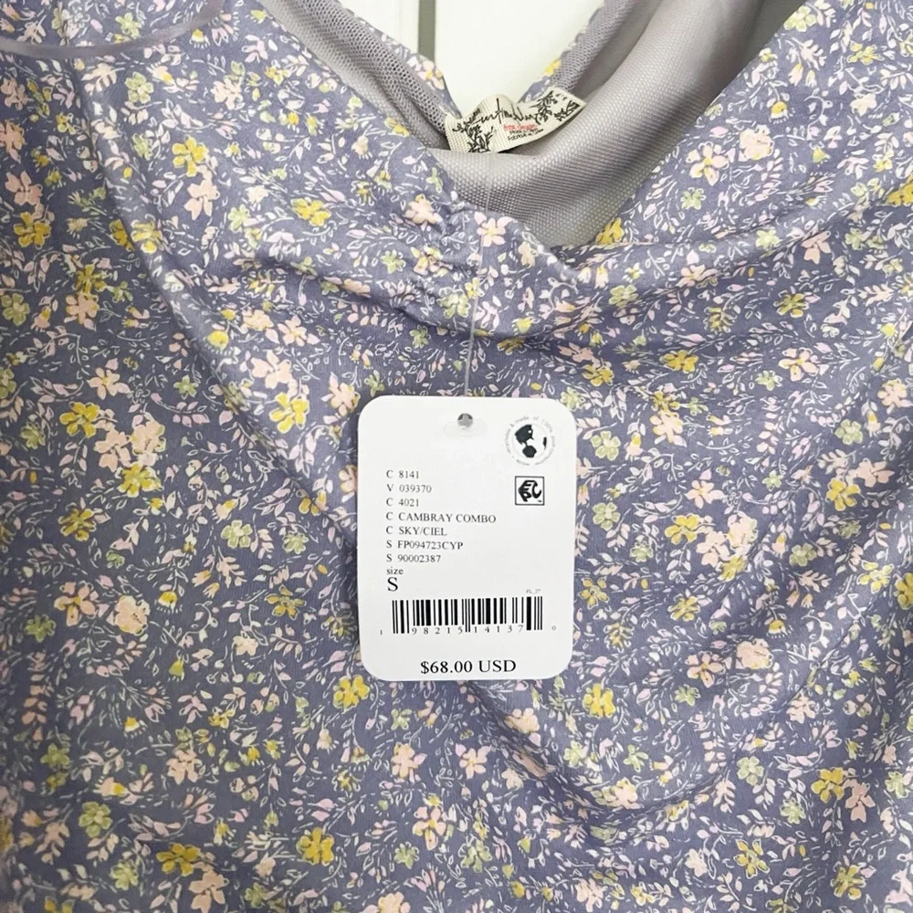 Free People Printed Bella Bodysuit - Chambray Combo